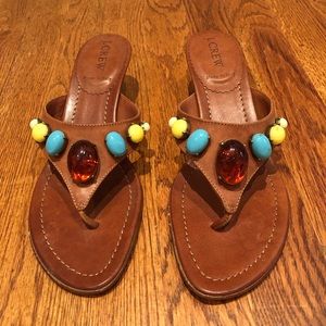 J. Crew leather jeweled sandals